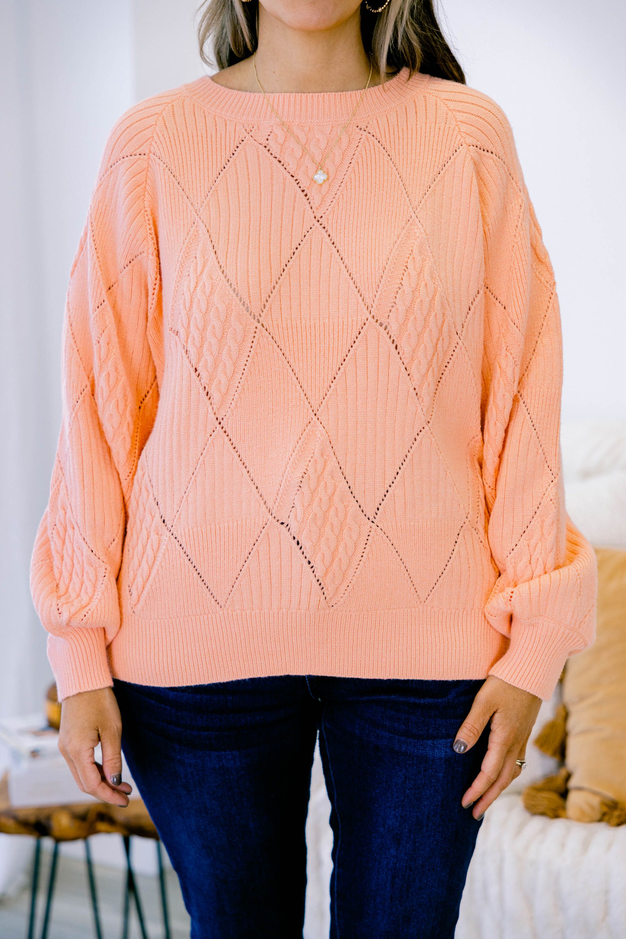 Open My Heart Sweater, Peach