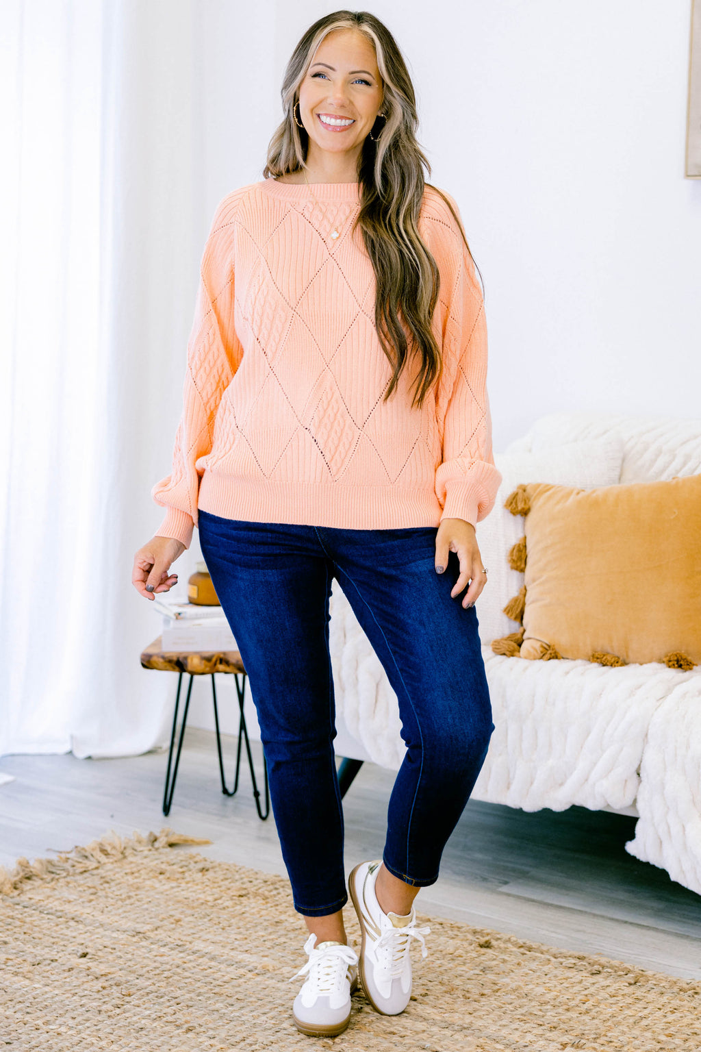 Open My Heart Sweater, Peach