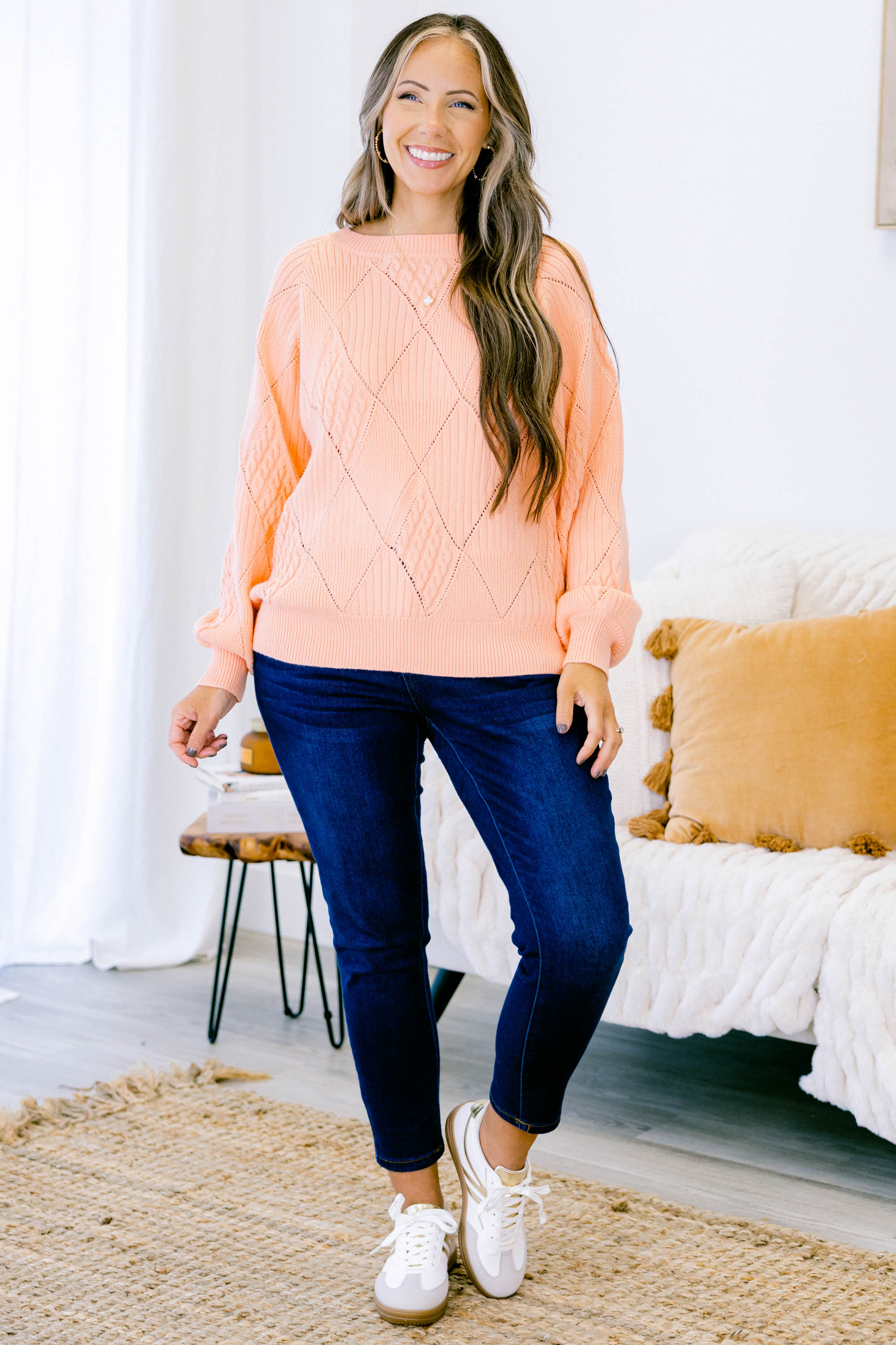 Open My Heart Sweater, Peach