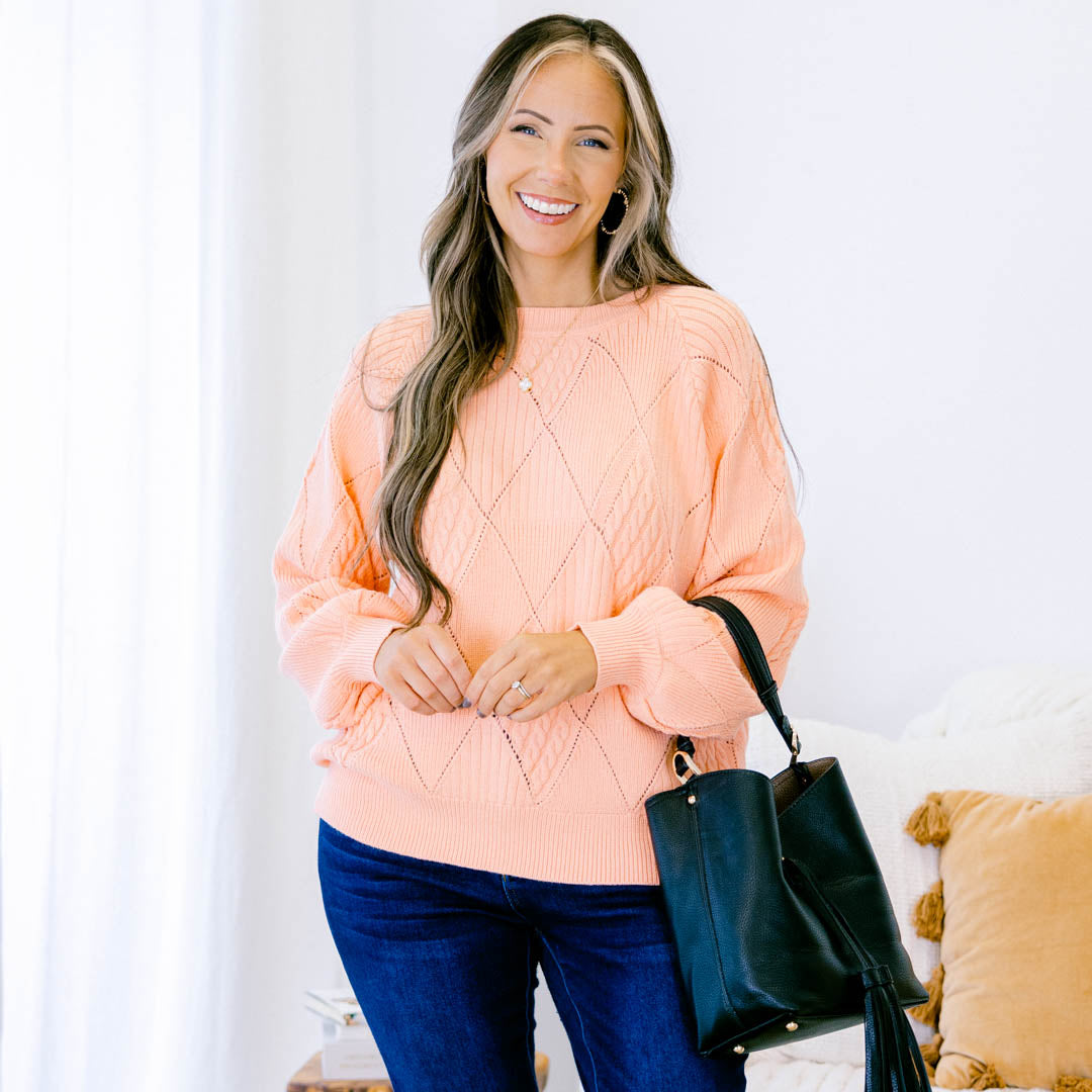 Open My Heart Sweater, Peach