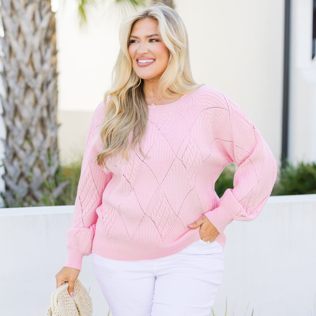Open My Heart Sweater, Pink