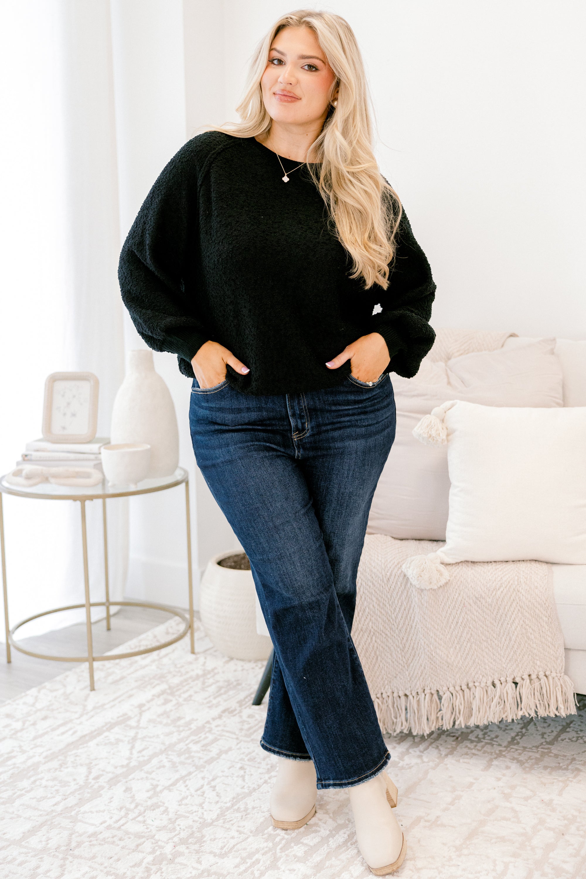 Open Up To Me Pullover, Black