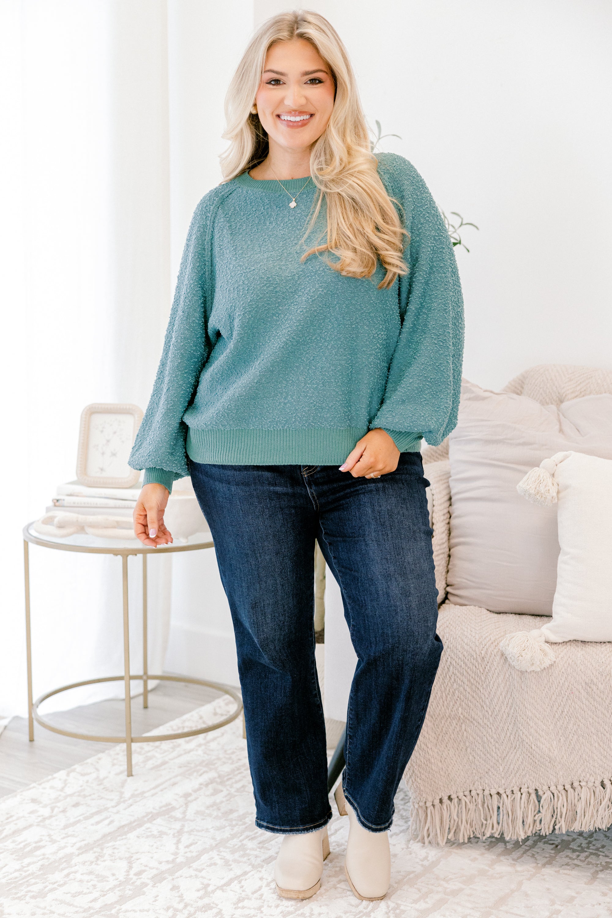 Open Up To Me Pullover, Dusty Mint