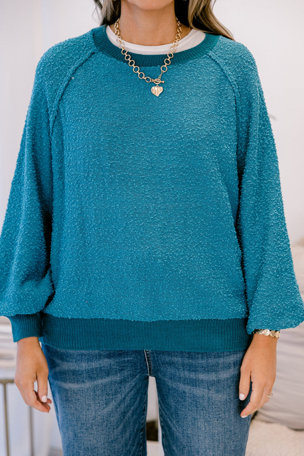 Open Up To Me Pullover, Peacock
