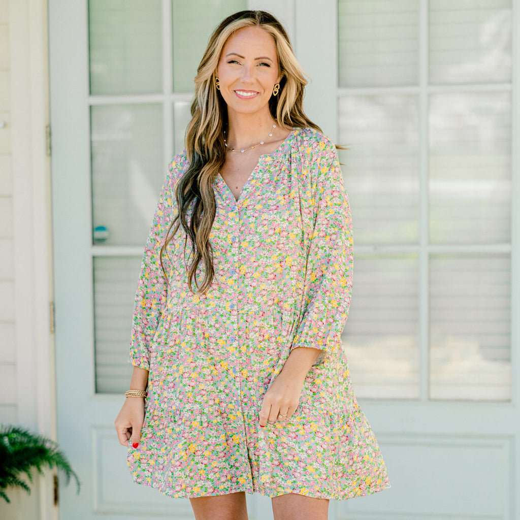 Orchid Oasis Dress, Pink Combo