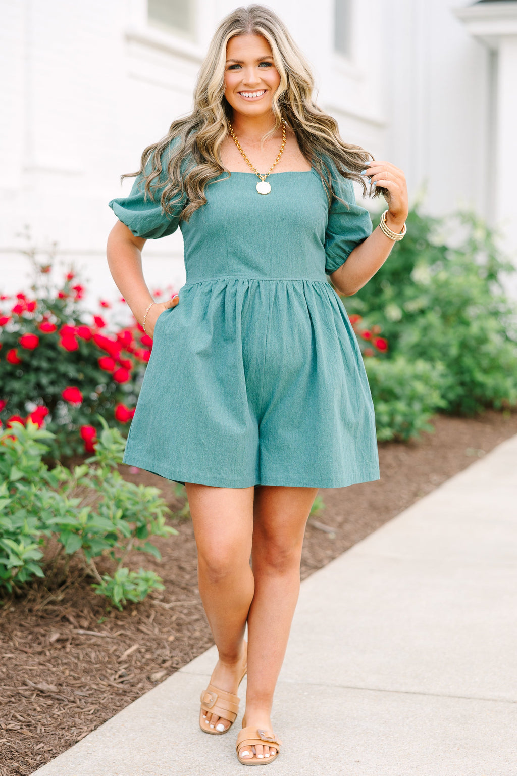 Our Place Romper, Green