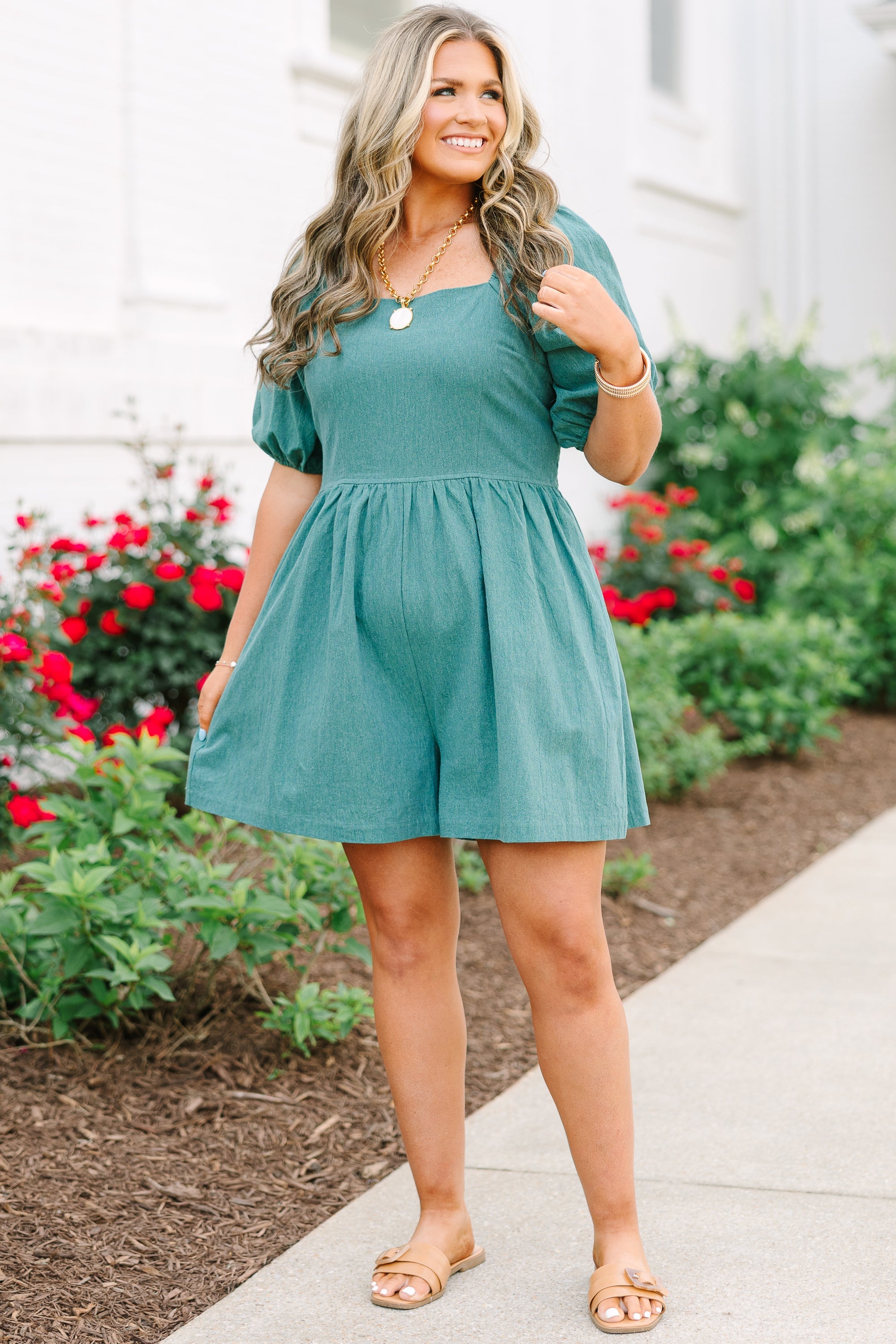 Our Place Romper, Green