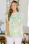Out Living My Life Top, Green Floral