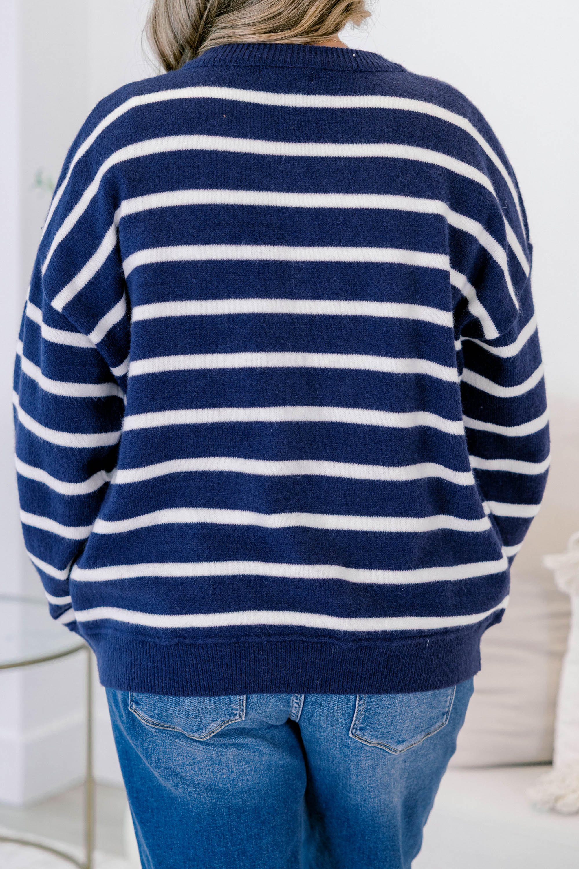 Out There Somewhere Cardigan, Navy Stripe