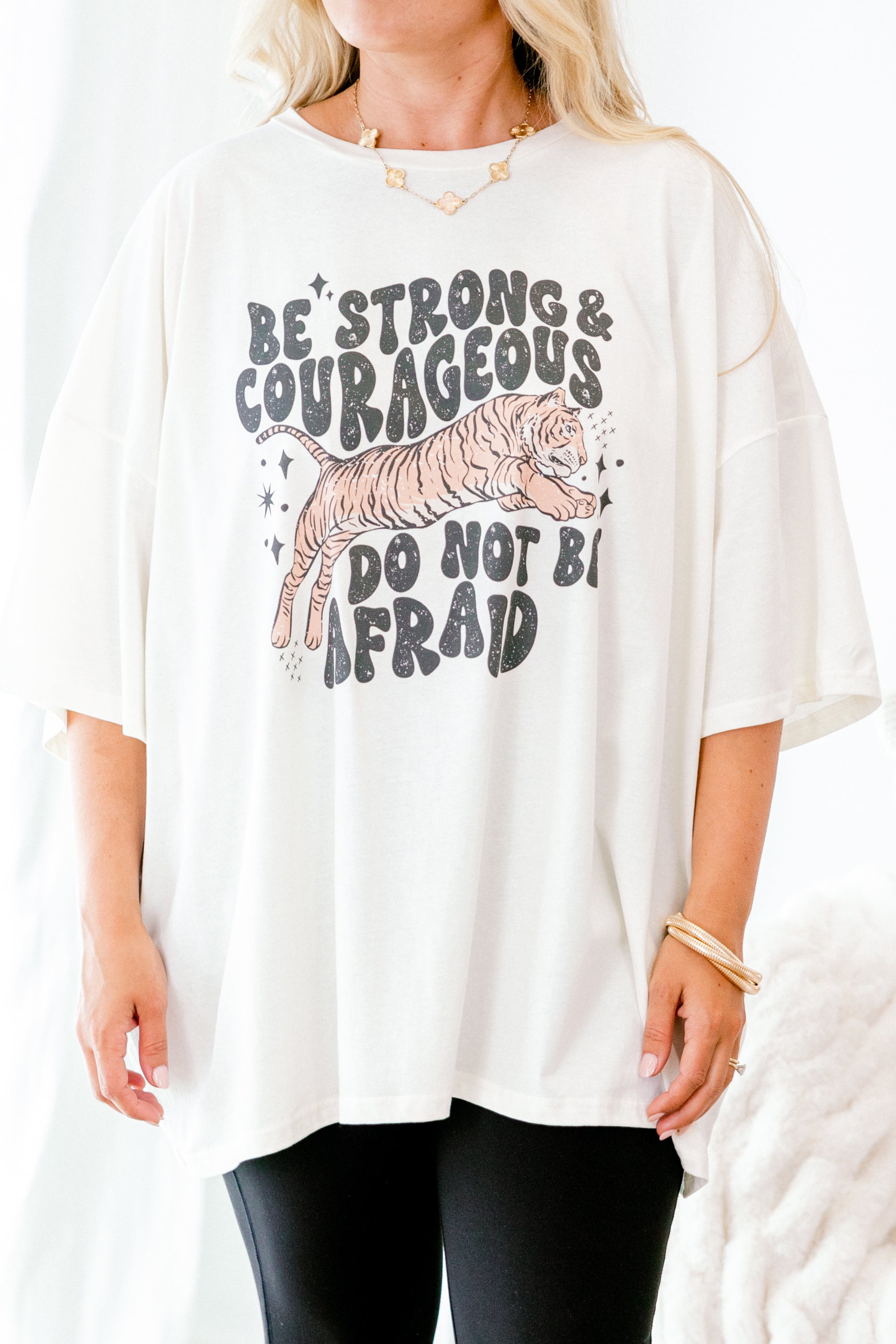 Strong and Courageous Boyfriend Tee, Ivory