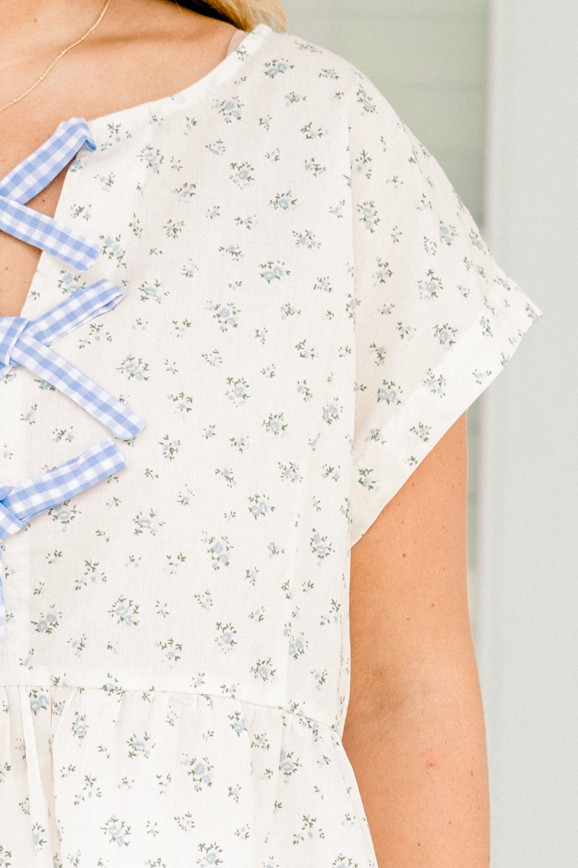 Over The Water Top, Blue Floral