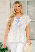 Over The Water Top, Blue Floral