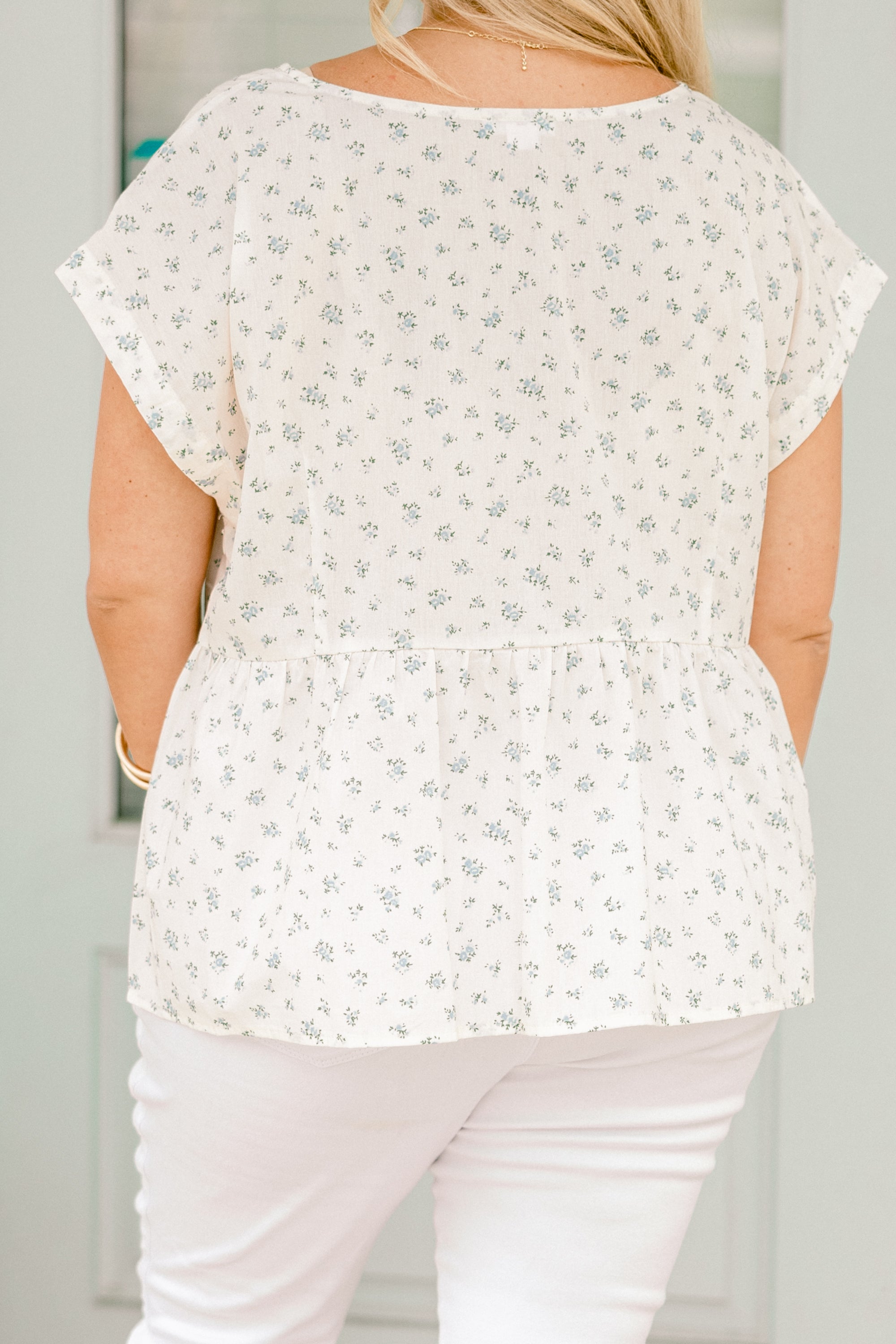 Over The Water Top, Blue Floral