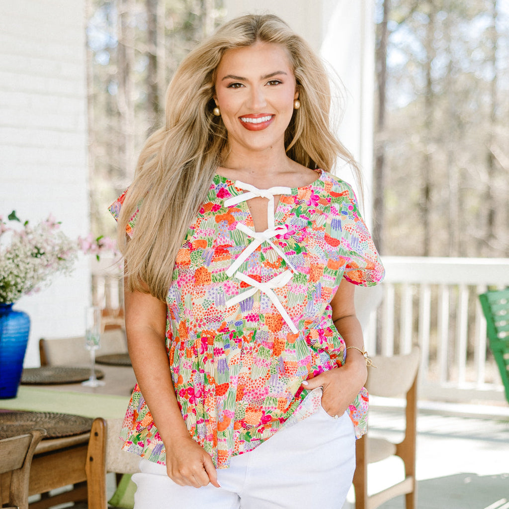Over The Water Top, Pink Multi