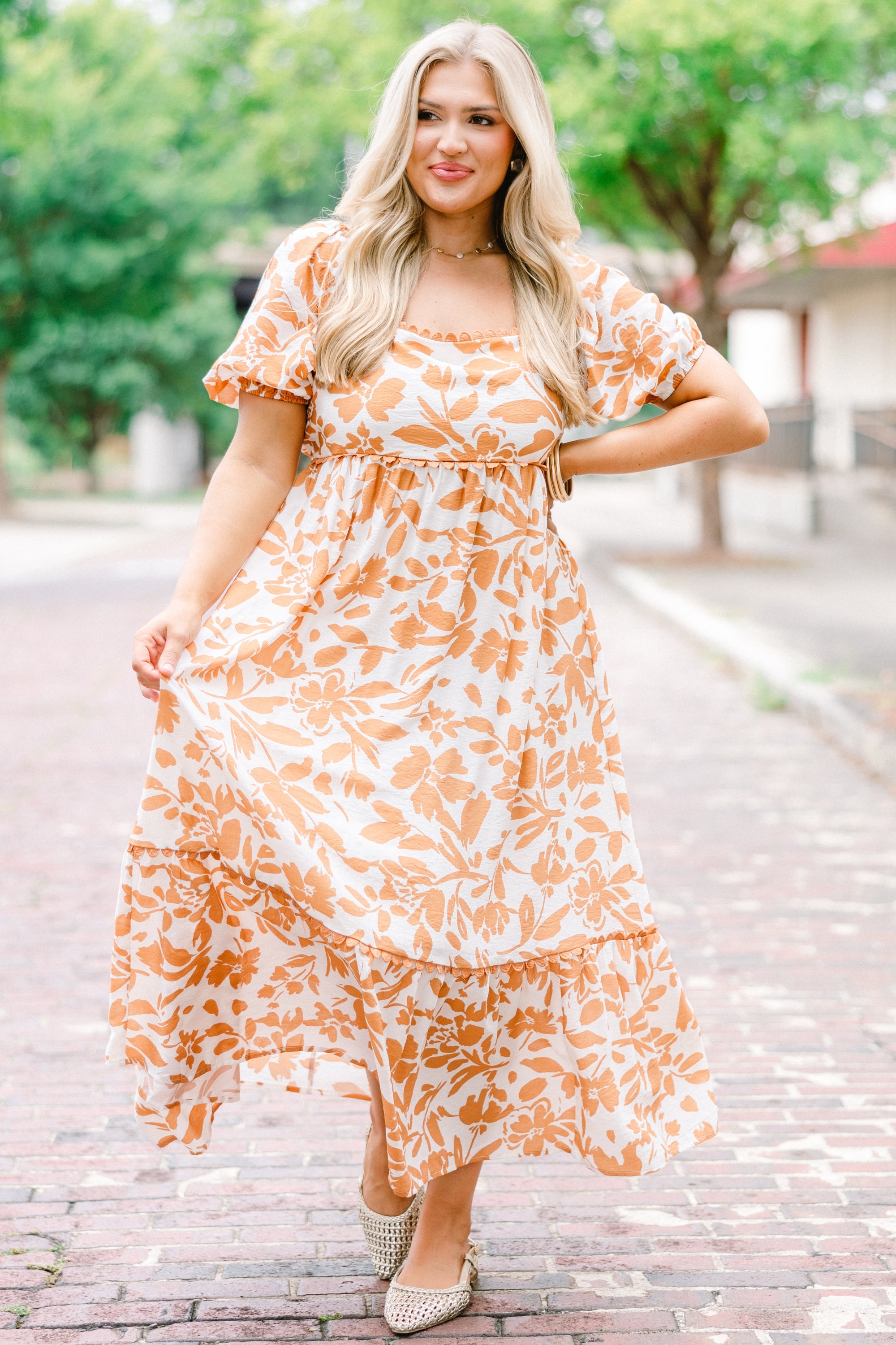 Over You Again Dress, Burnt Orange