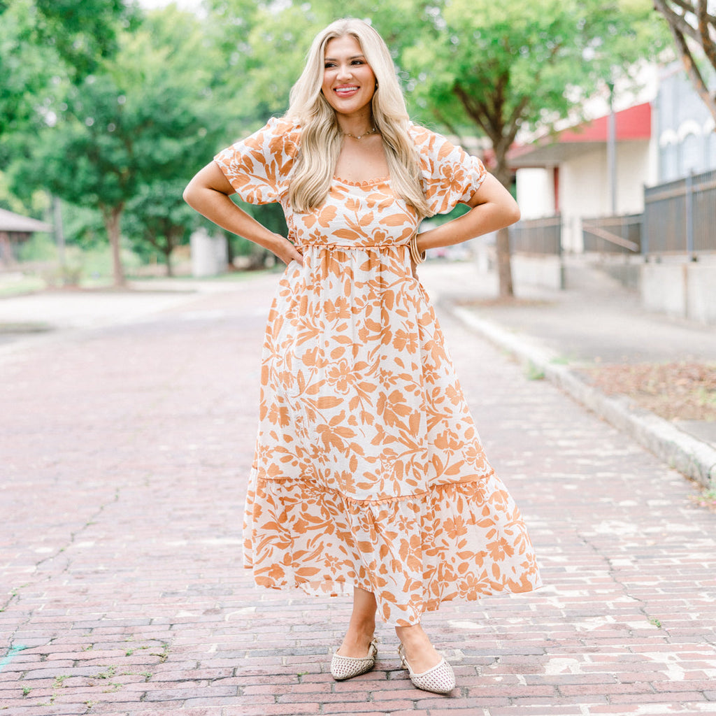 Over You Again Dress, Burnt Orange