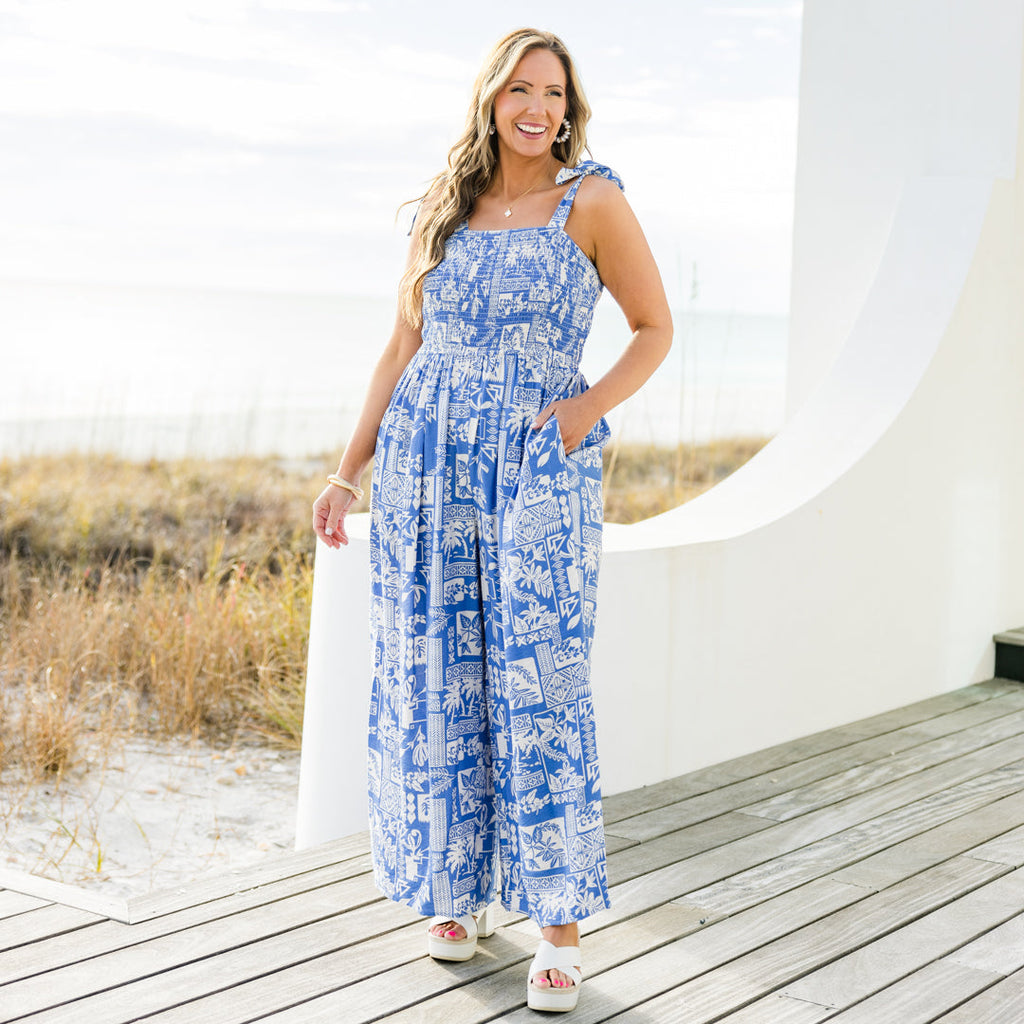 Packing My Bags Jumpsuit, Blue