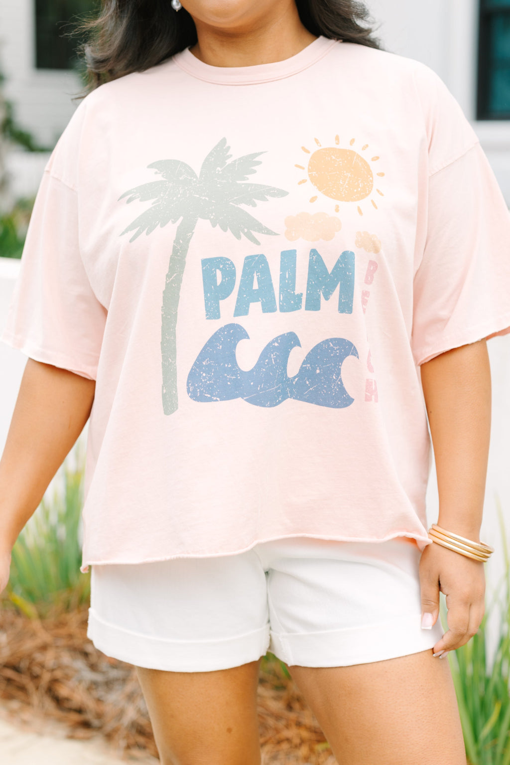 Palm Beach Days Vintage Wash Tee, Blush Pink