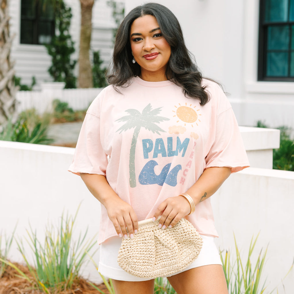 Palm Beach Days Vintage Wash Tee, Blush Pink