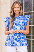 Passion For Poppies Top, Blue