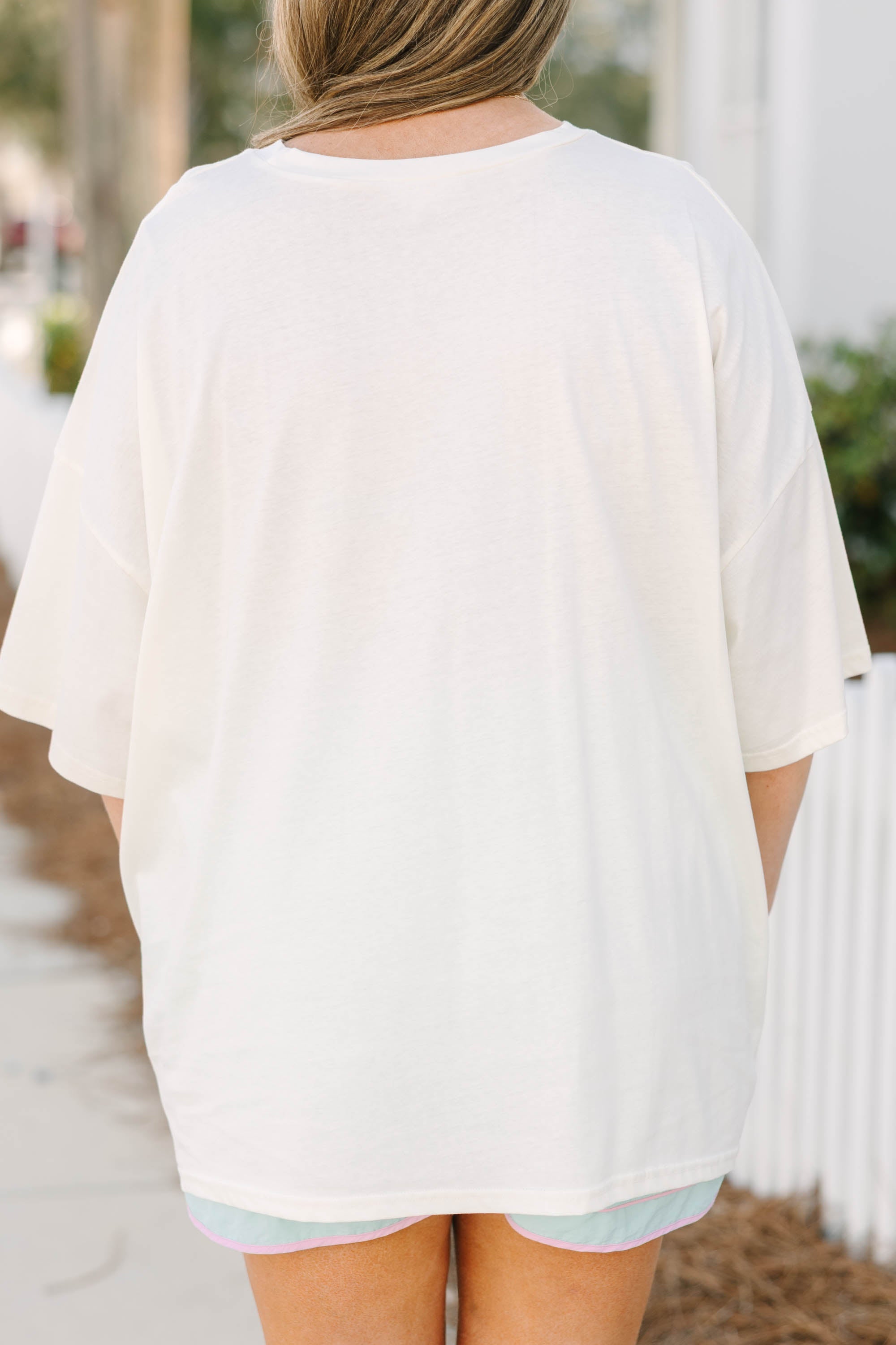 Pastel Coastline Boyfriend Tee, Ivory