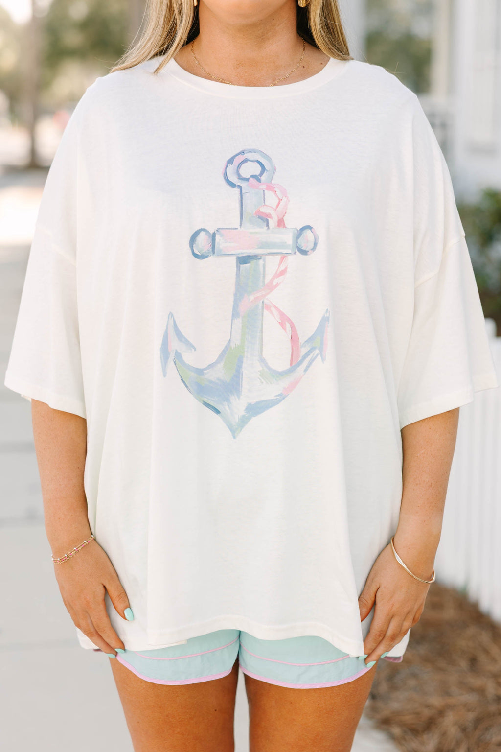 Pastel Coastline Boyfriend Tee, Ivory
