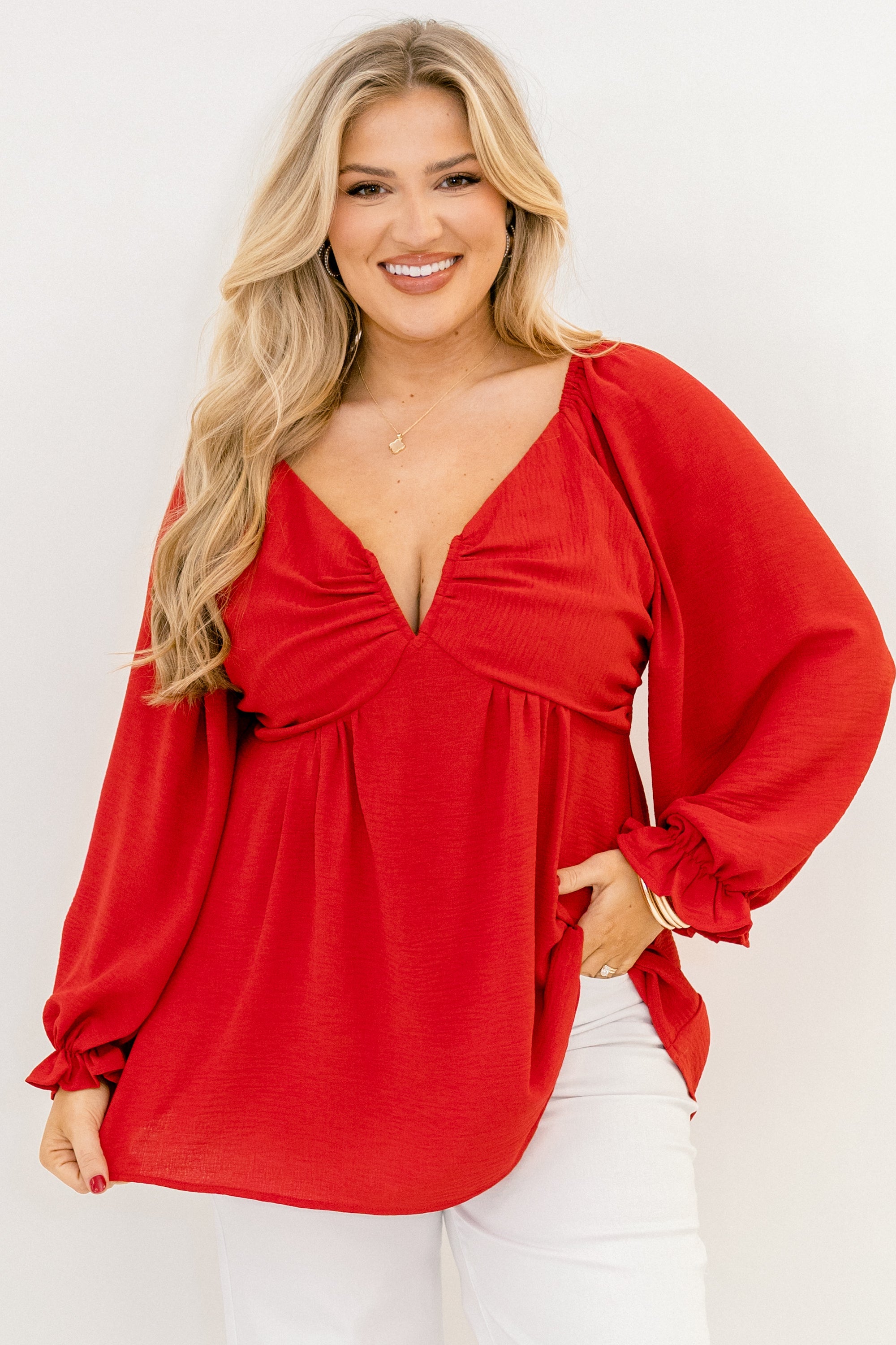 Peaceful Day Top, Red