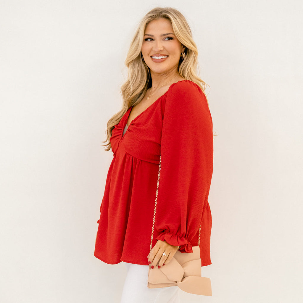 Peaceful Day Top, Red