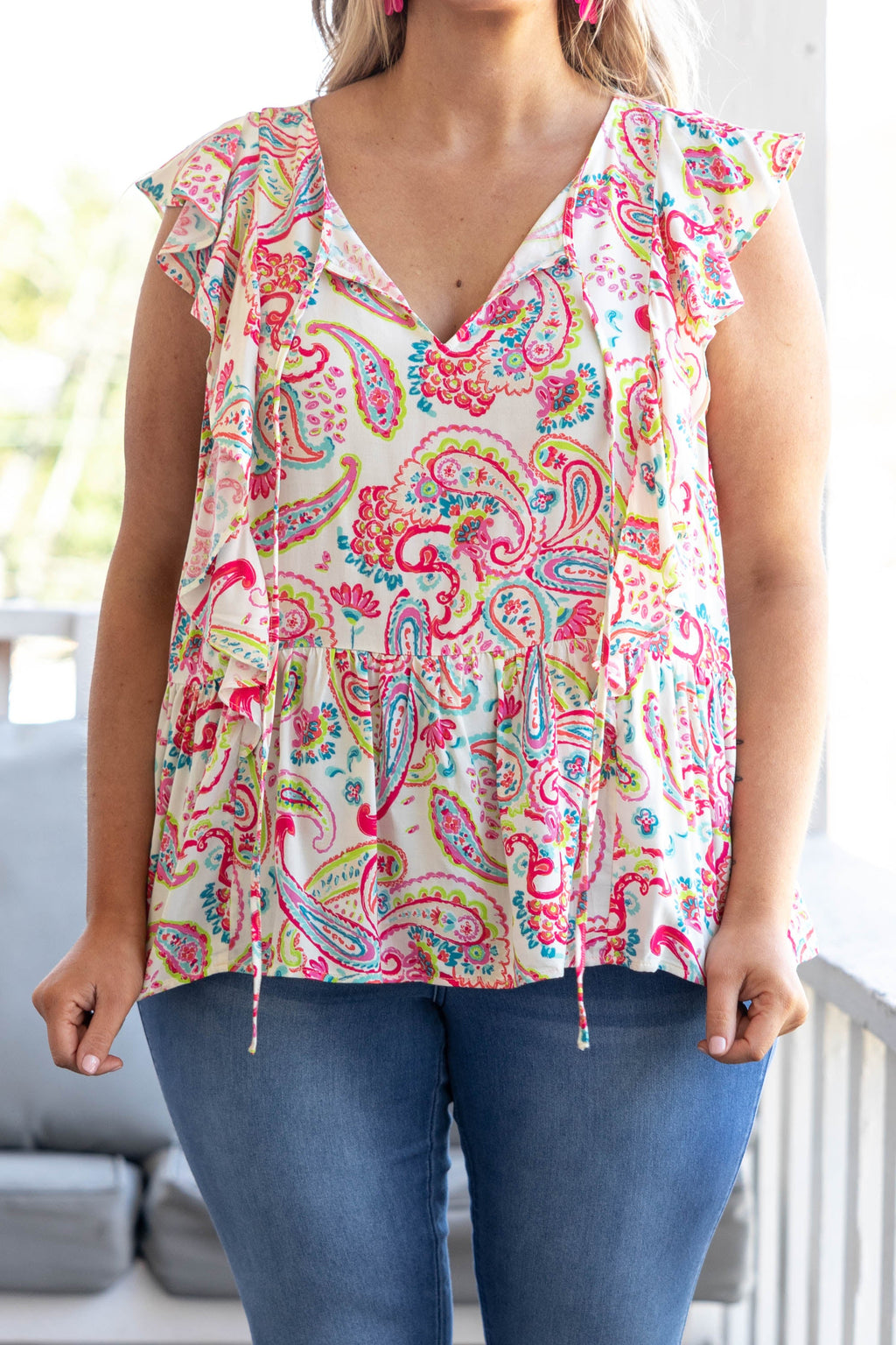 Perfect Paisley Top, Ivory Multi