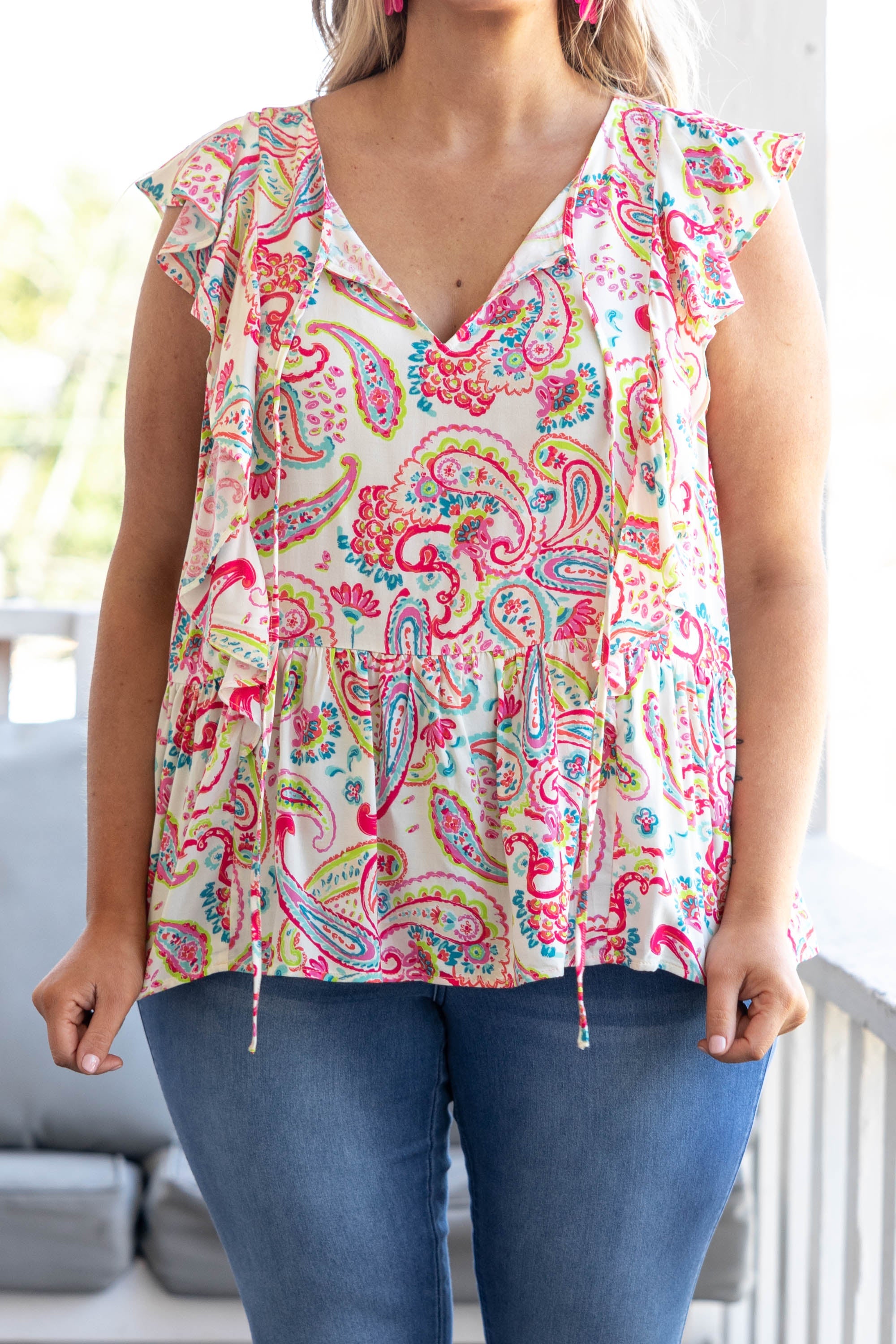 Perfect Paisley Top, Ivory Multi