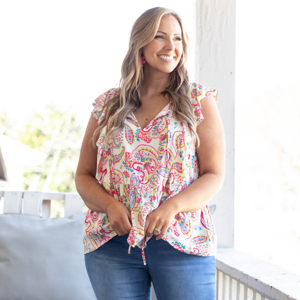 Perfect Paisley Top, Ivory Multi