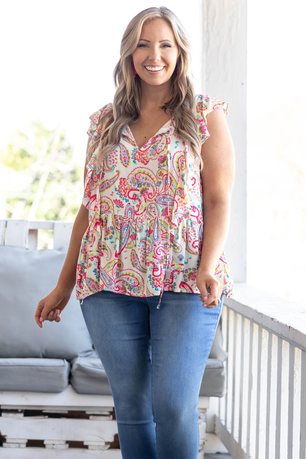 Perfect Paisley Top, Ivory Multi