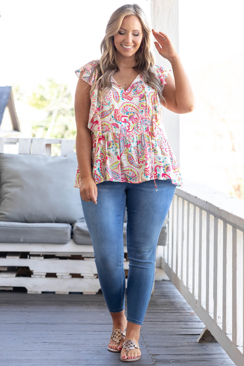 Perfect Paisley Top, Ivory Multi