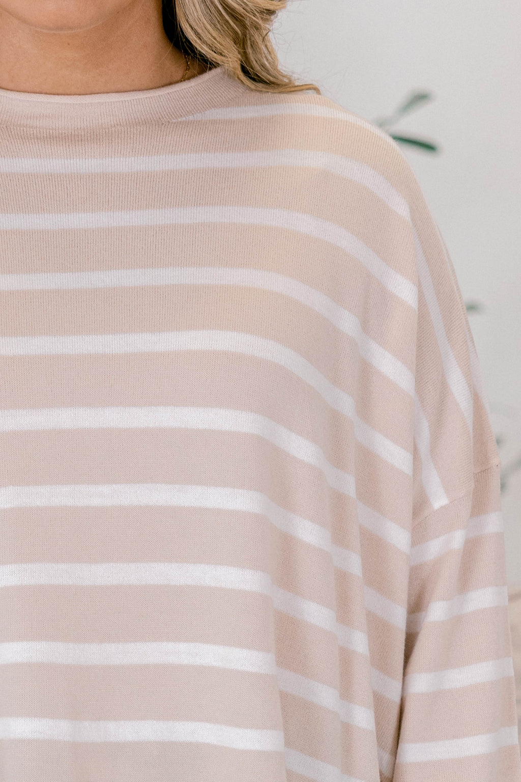 Perfect Timing Sweater, Sand-White