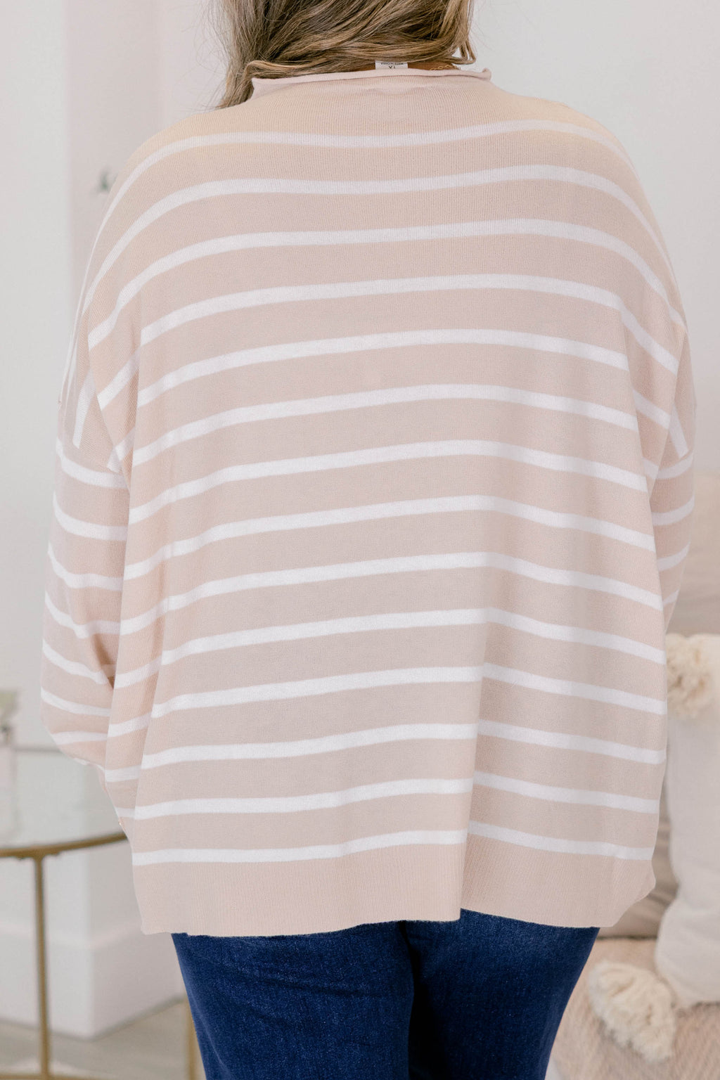 Perfect Timing Sweater, Sand-White