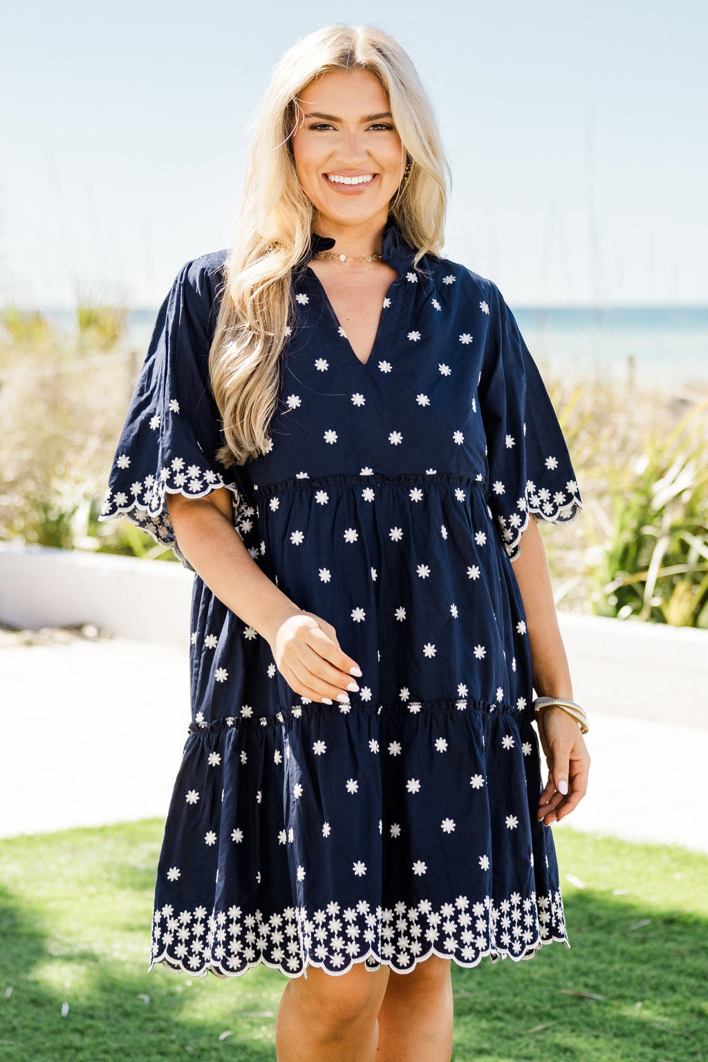 Picnic At Sunset Dress, Navy