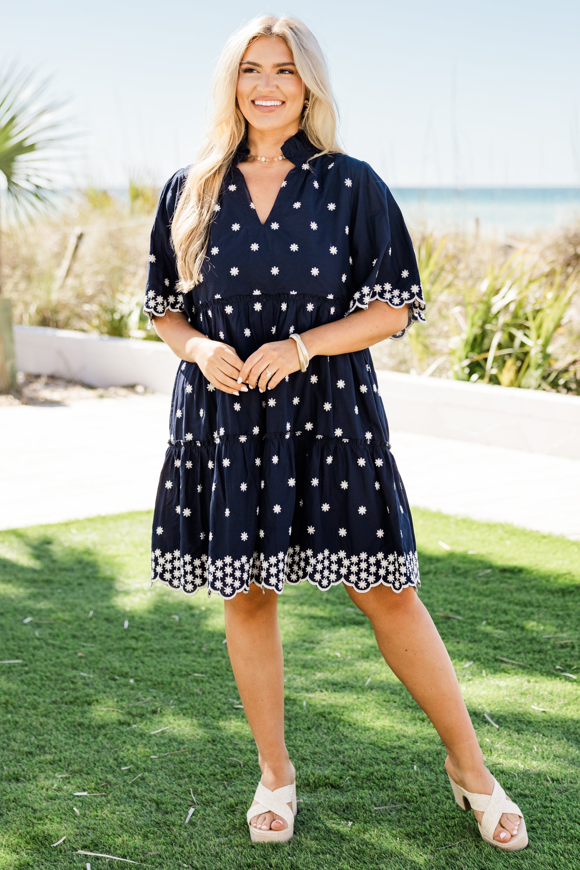 Picnic At Sunset Dress, Navy