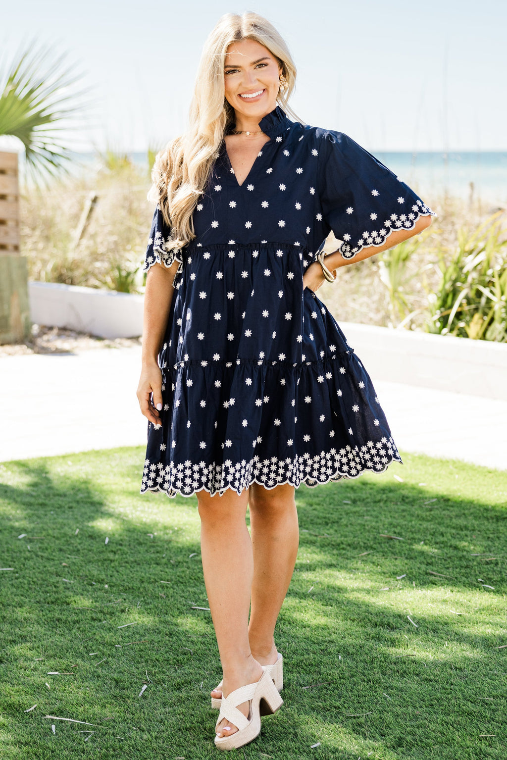 Picnic At Sunset Dress, Navy