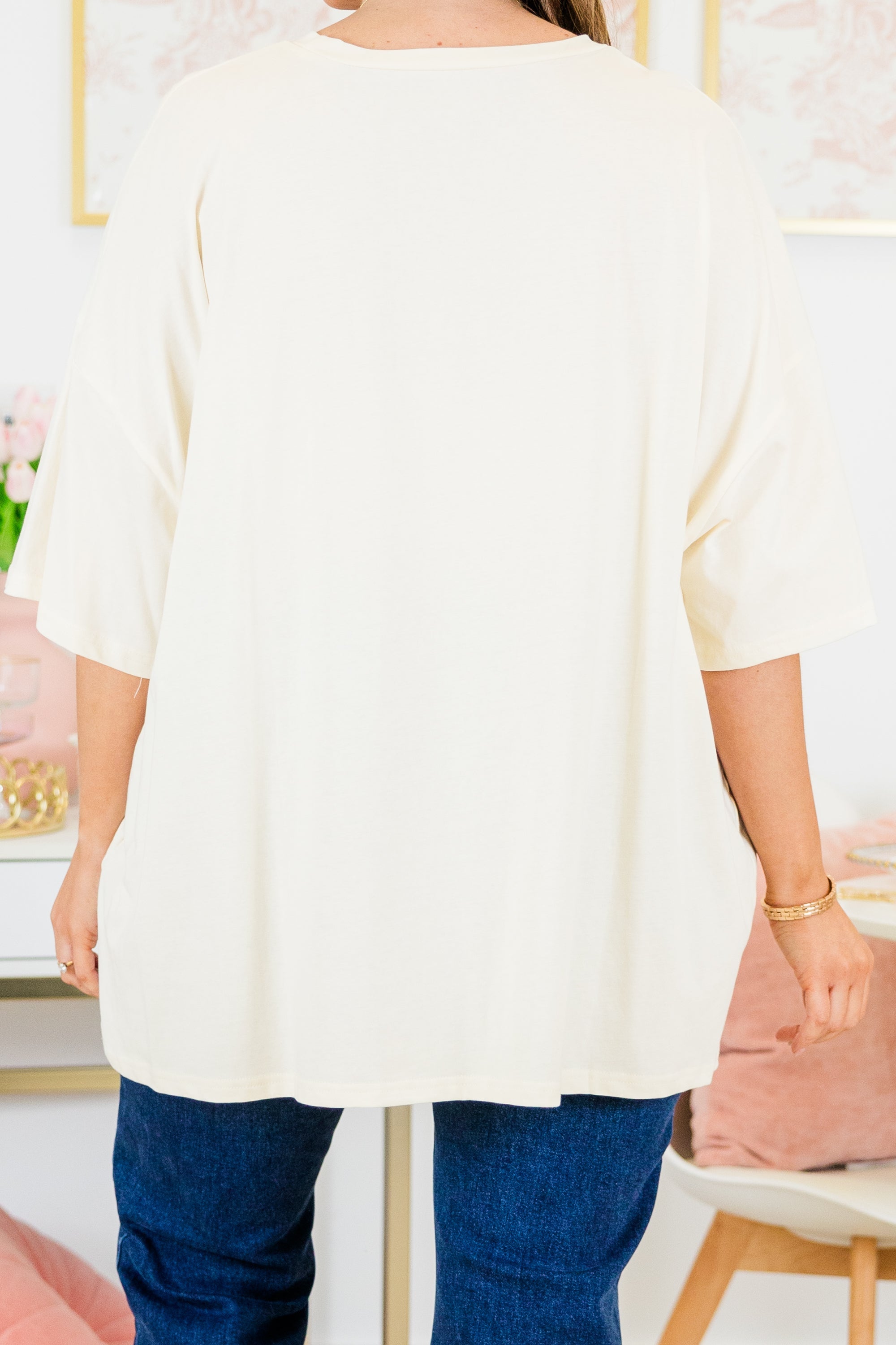 Pink Cheetah Boyfriend Tee, Ivory