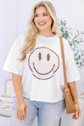 Pink Cheetah Vintage Wash Tee, White