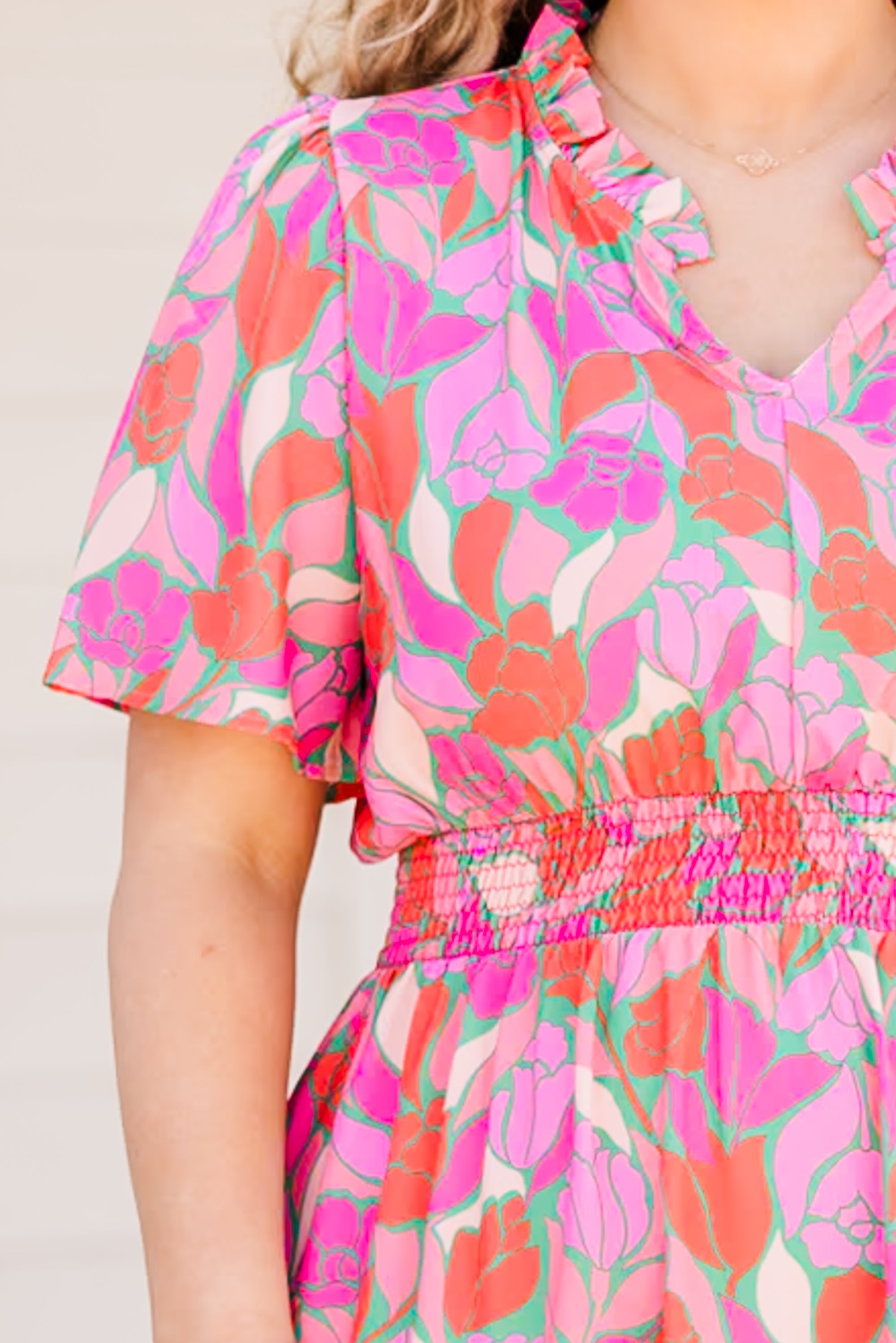 Plant Smiles Maxi Dress, Pink Multi