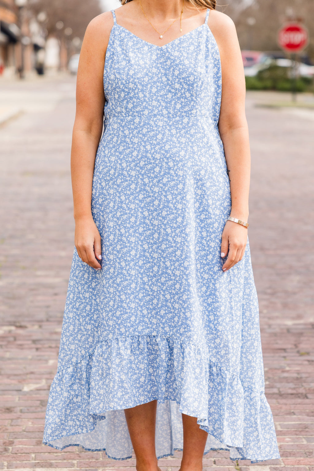 Playing It Safe Dress, White-Blue