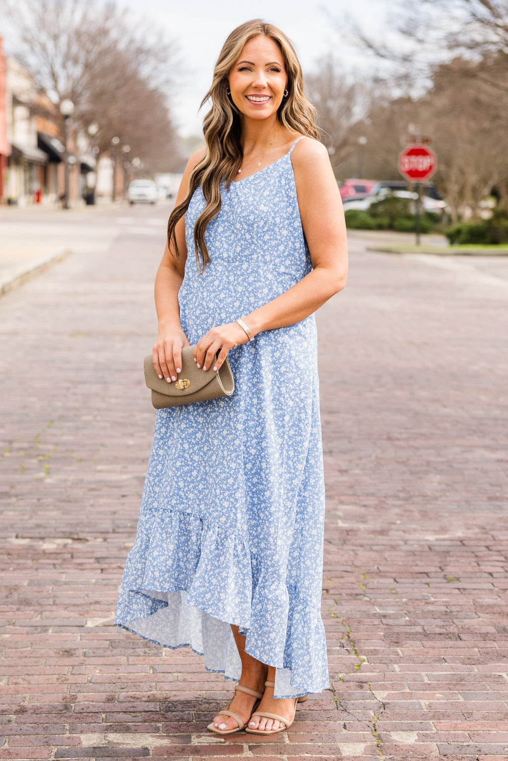 Playing It Safe Dress, White-Blue