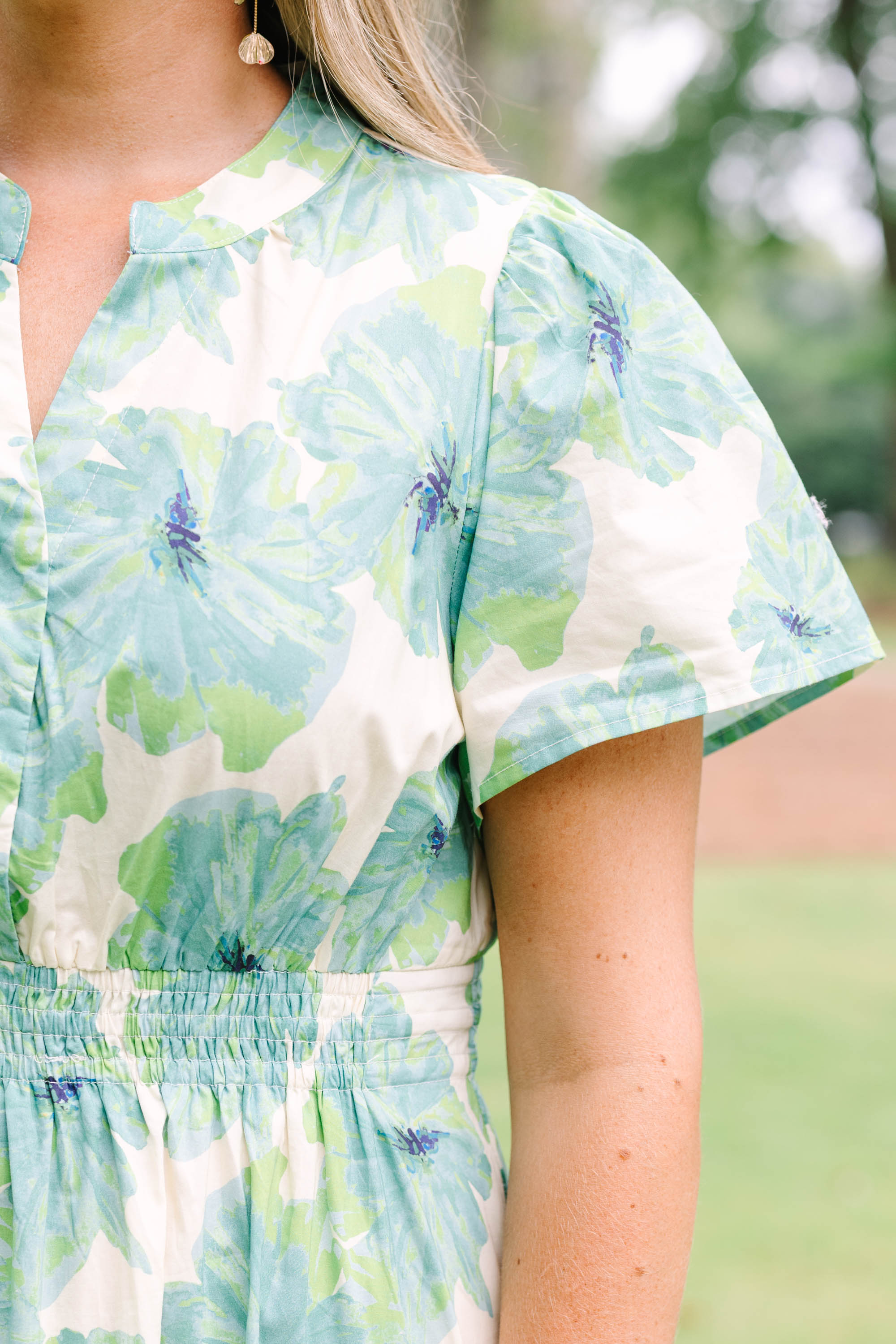 Pleated Petal Maxi Dress, Green