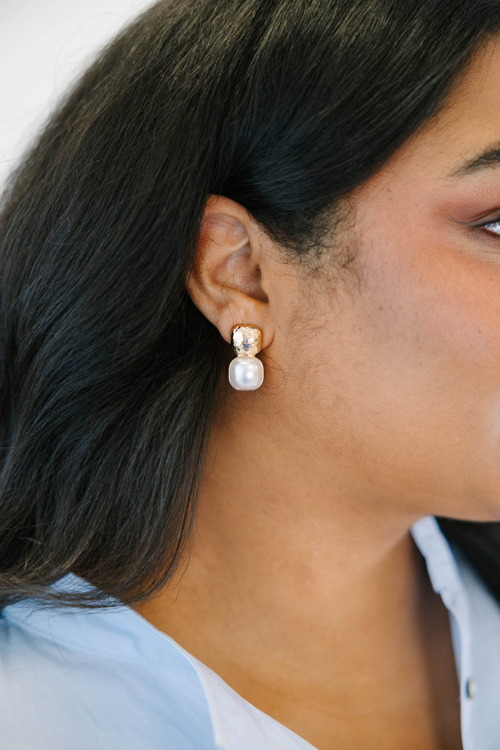 Polished Pearl Earrings, Gold