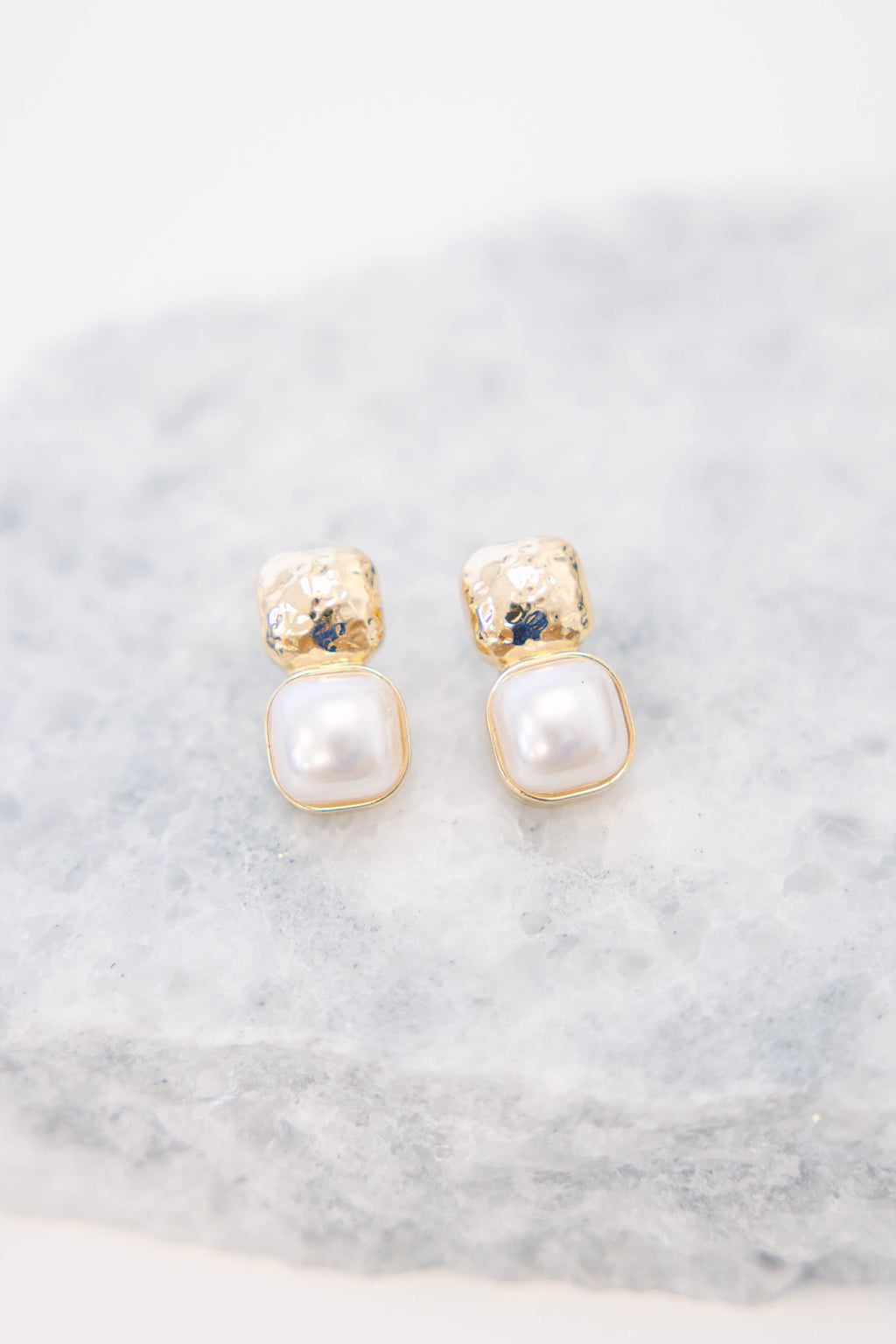 Polished Pearl Earrings, Gold