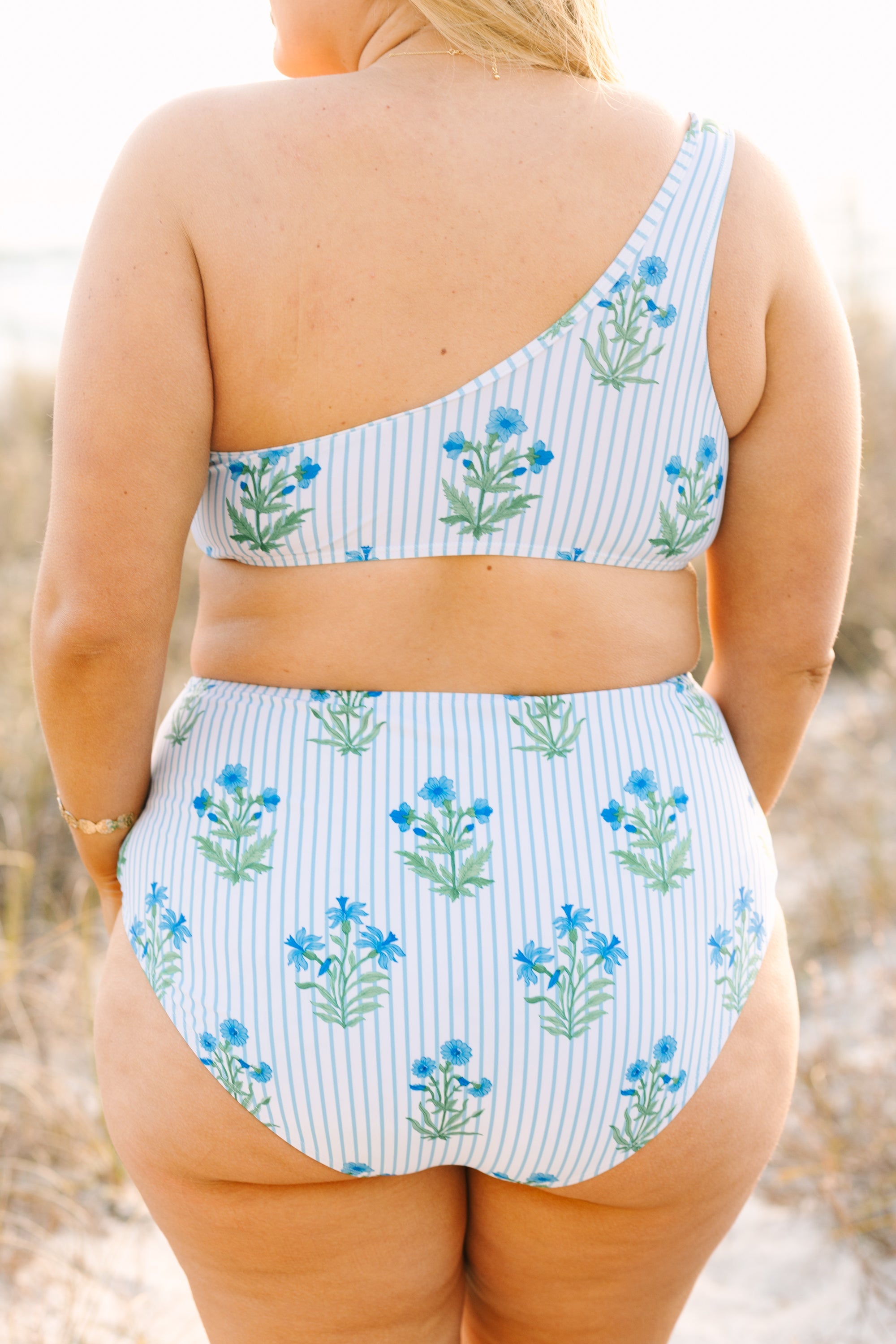 Poolside Petals Swim Top, Blue