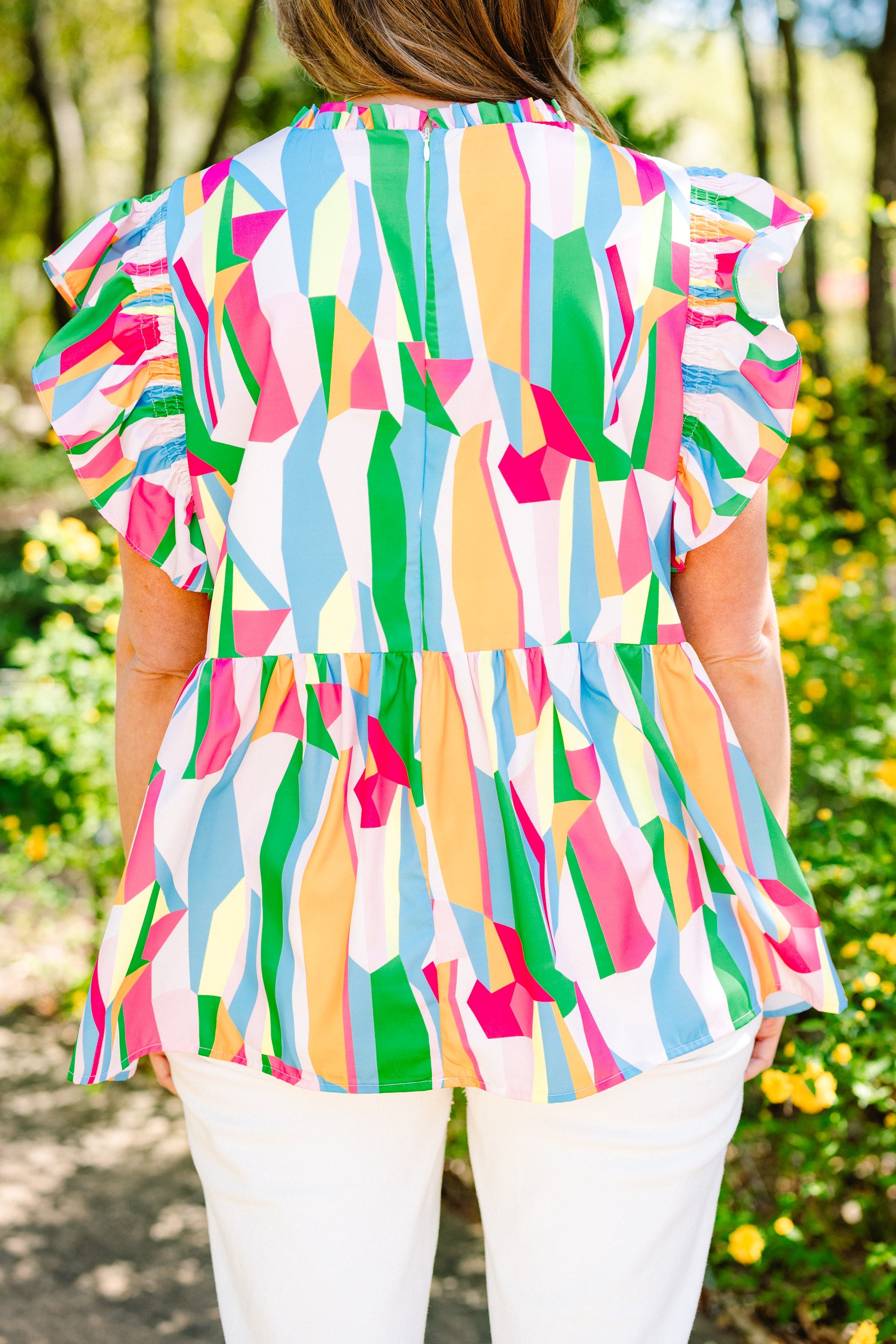 Poppy Pickin Top, Blue Abstract