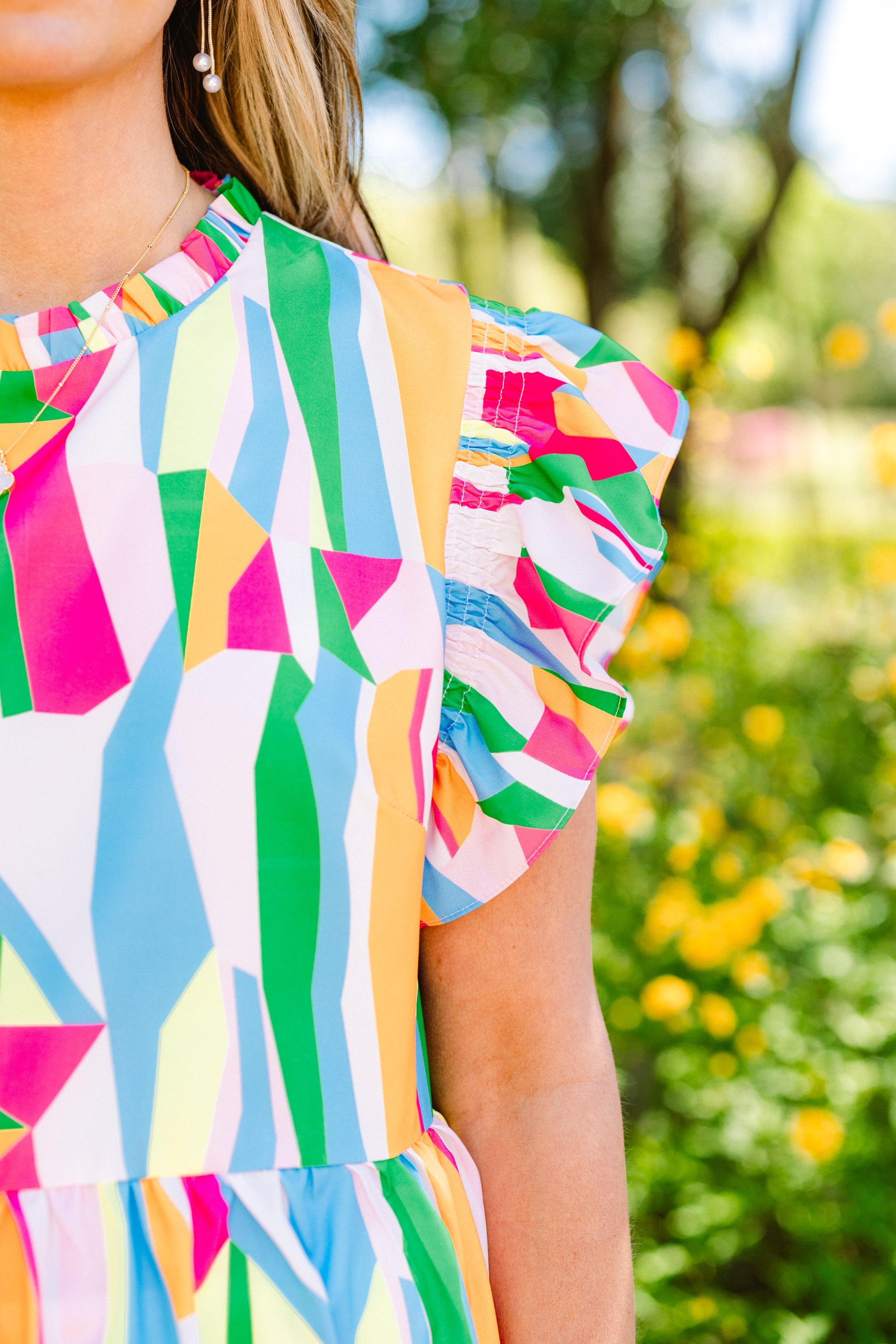 Poppy Pickin Top, Blue Abstract
