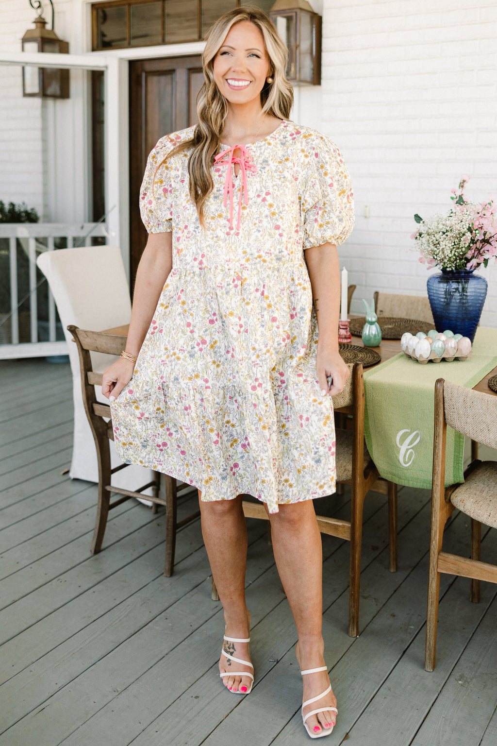 Porcelain Bloom Dress, Pink Floral